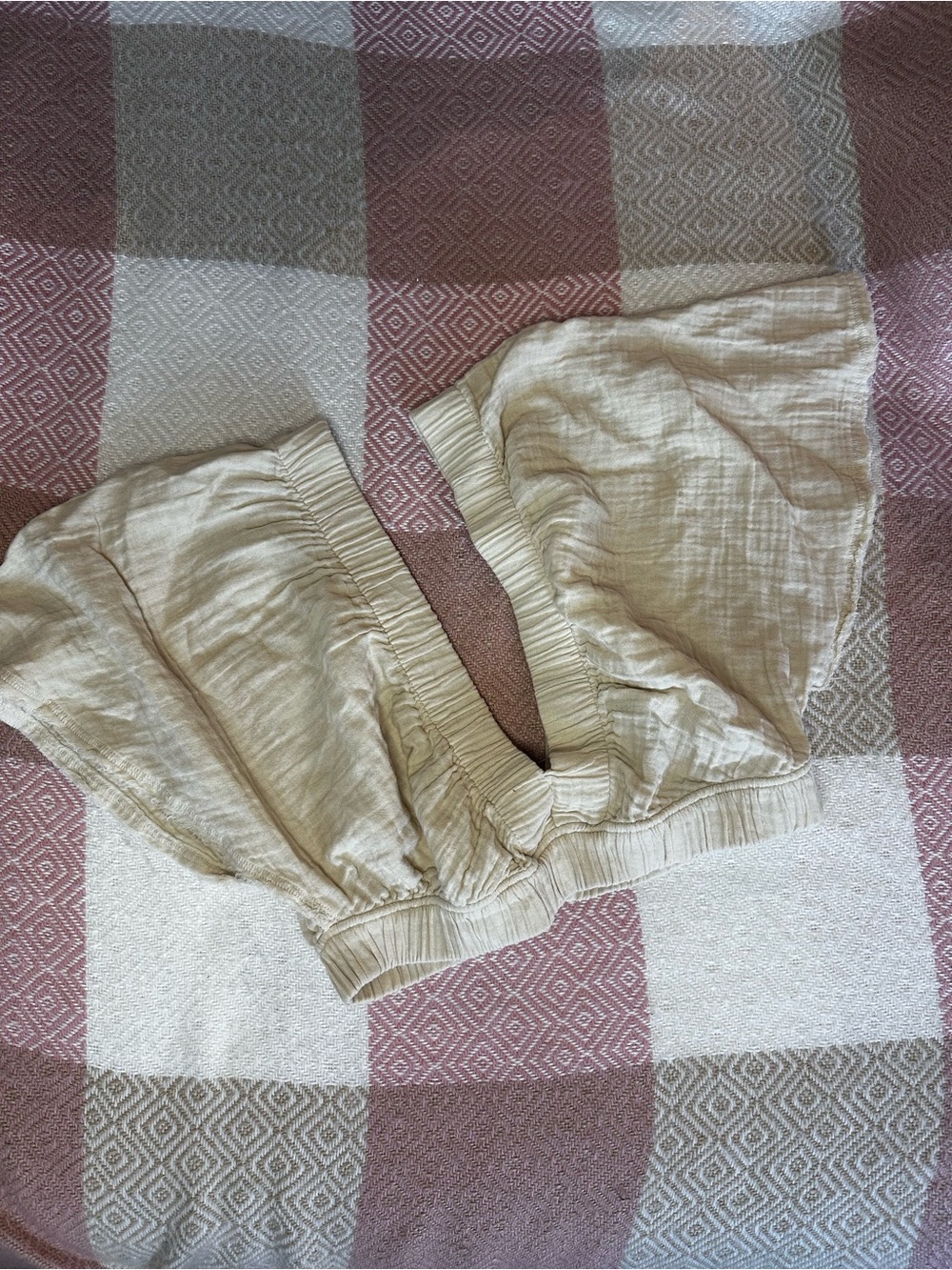 aerie Cream Crop Top with Elastic Trim